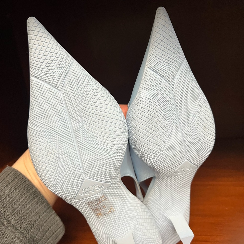 New Prada Gabardine light blue slingback heel 37 - Picture 9 of 10